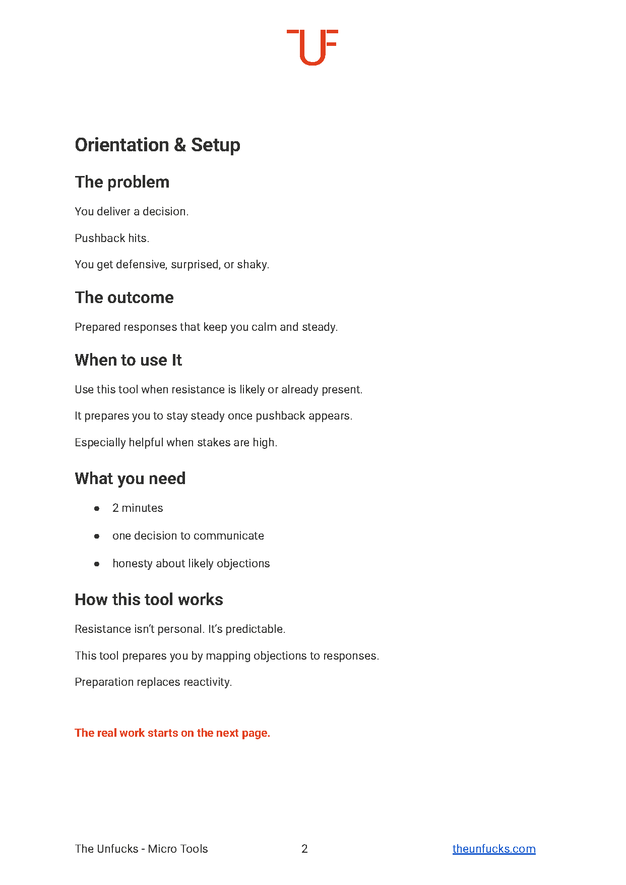 The Pushback Prep Card